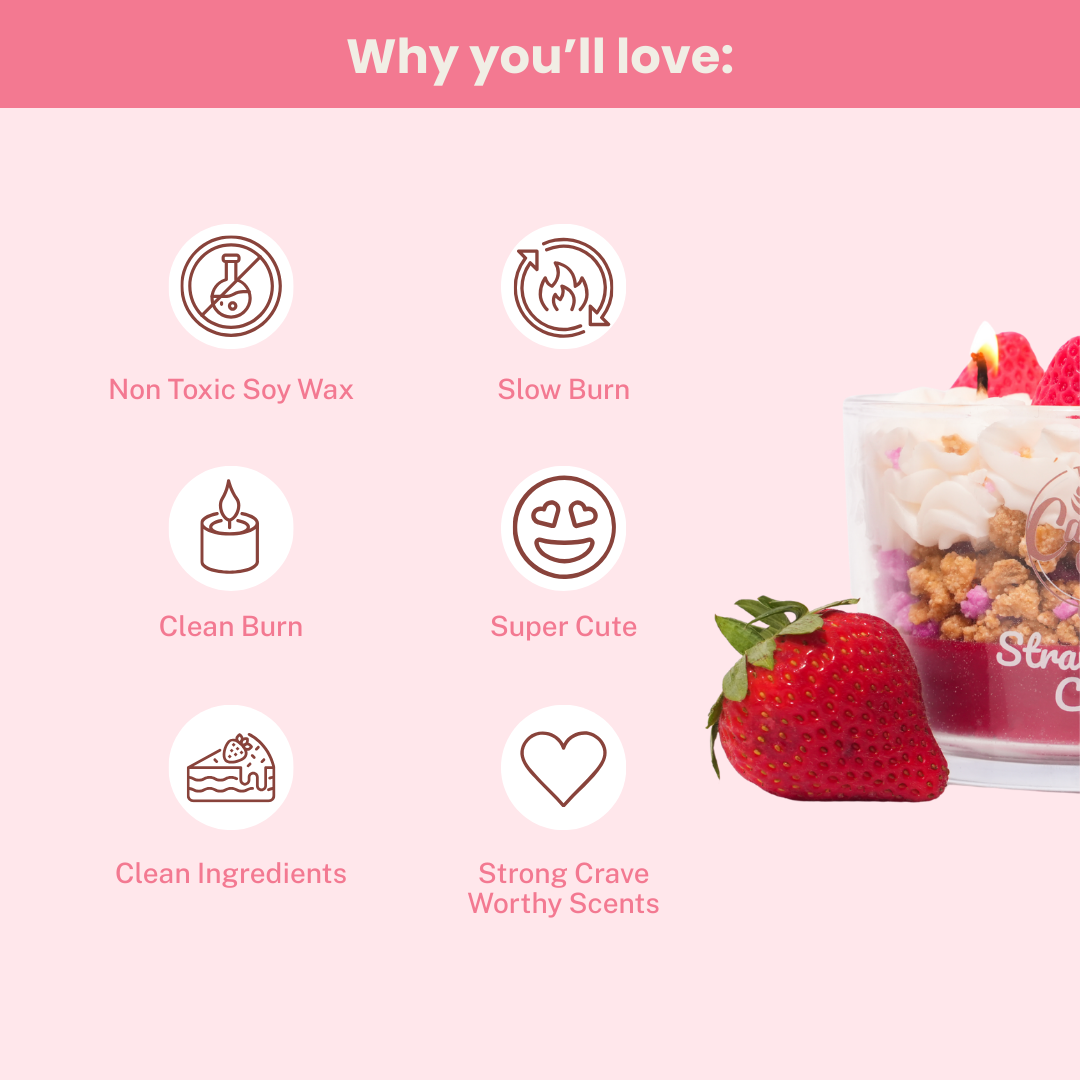 Strawberry Cake Dessert Candle Limited Time Only!